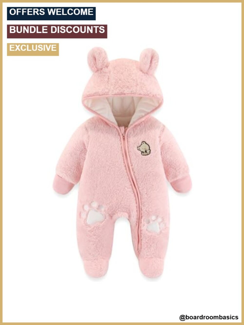 Fleece Cotton Hooded Baby Snowsuit Footie Jumpsuit Winter Warm